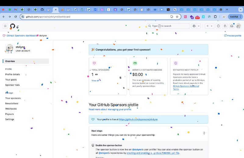 感谢我的第一个 sponsor @yanbowang 💮
